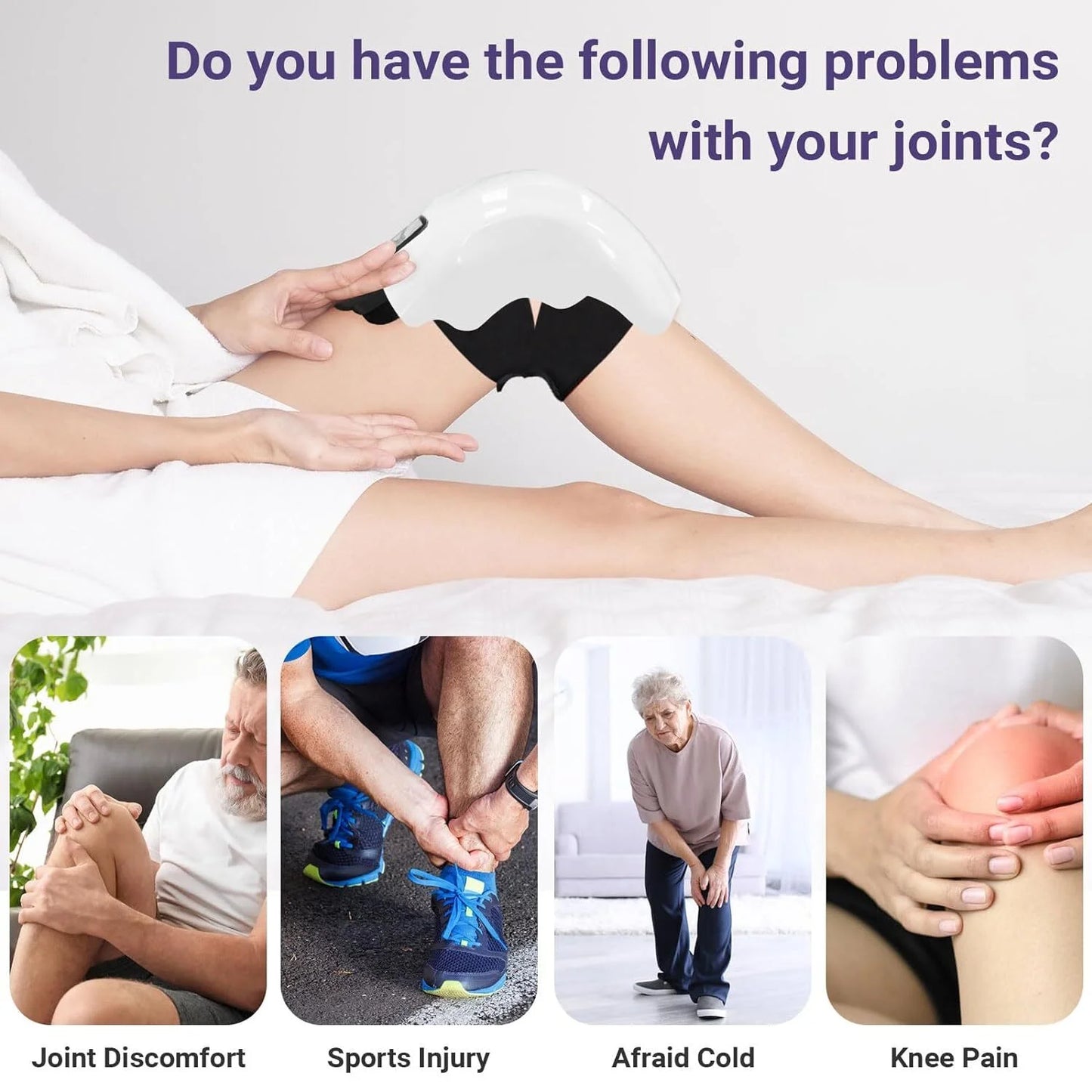 Knee Massager with Heat and Vibration, Cordless Smart Massager for Joint Support and Muscle Relaxation