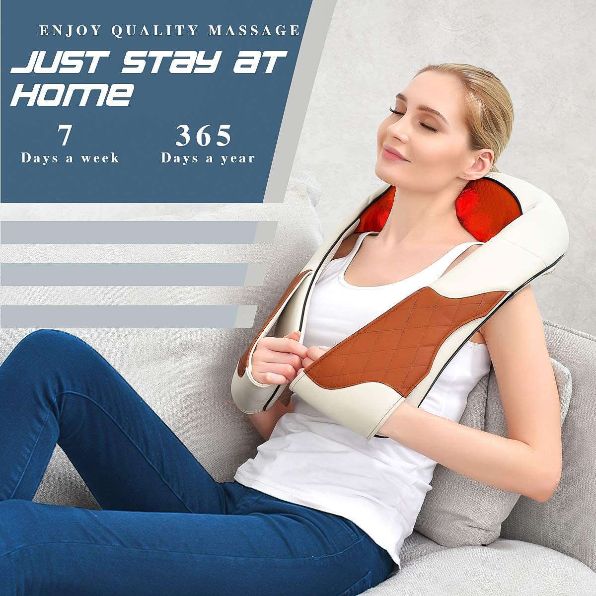 Neck Massager with Heat, Kneading Back Massager, Shiatsu Massage for Shoulder Waist and Foot, Retirement Gifts for Women, Men, Christmas Presents for Mom, Dad, Everyone